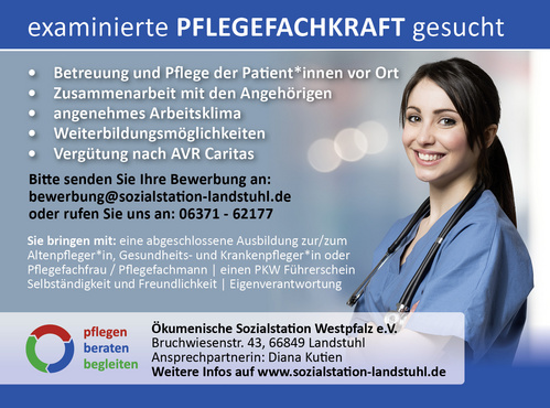 Pflegekraft gesucht - anzeige